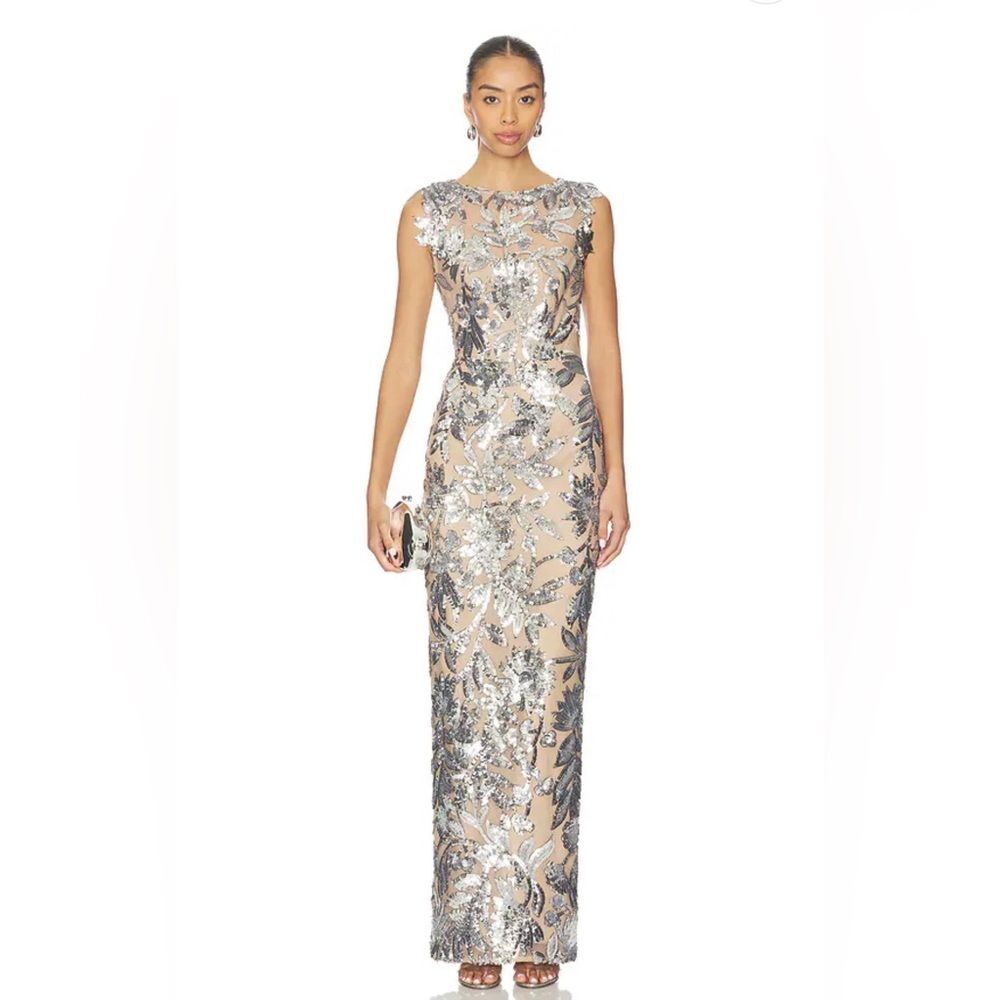 NWOT BRONX AND BANCO Violet Maxi Dress in Dark Silver, wedding guest dress